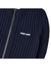 Women's Logo Knit Full Zip Up Cardigan Navy - MIU MIU - BALAAN 7