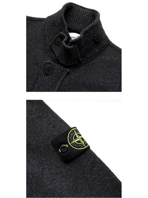 Lambswool Knit Cardigan Steel Grey - STONE ISLAND - BALAAN 7