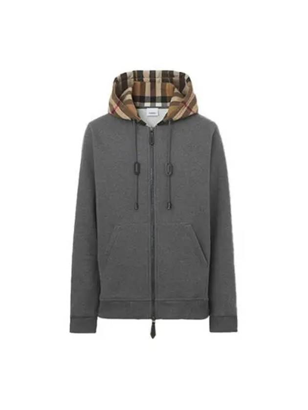 Cotton Blend Check Hooded Jacket Grey - BURBERRY - BALAAN 2