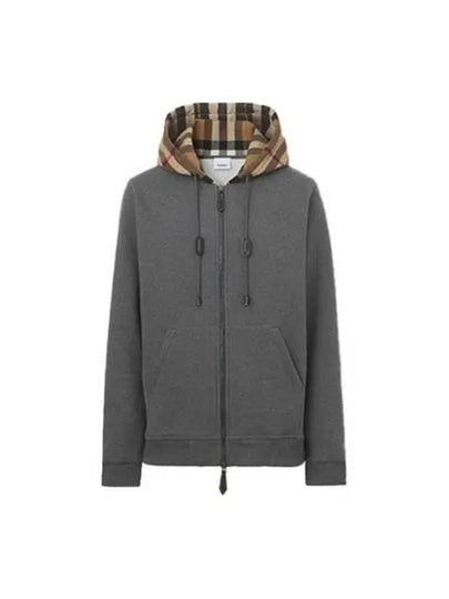 Cotton Blend Check Hooded Jacket Grey - BURBERRY - BALAAN 2