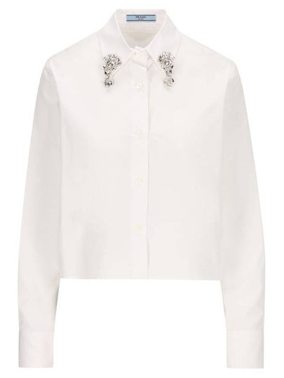 Embroidered Poplin Shirt White - PRADA - BALAAN 2