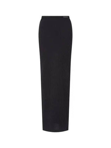 Mini Label Ribbed Long Skirt Black - ALEXANDER WANG - BALAAN 1