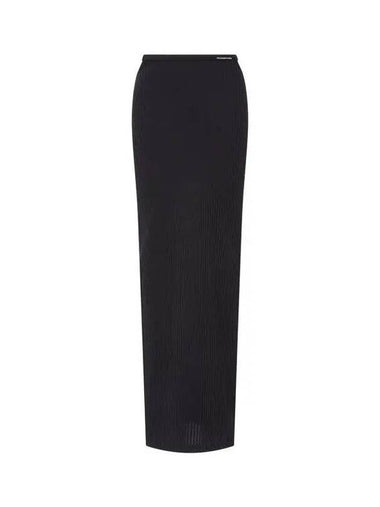 Mini Label Ribbed Long Skirt Black - ALEXANDER WANG - BALAAN 1