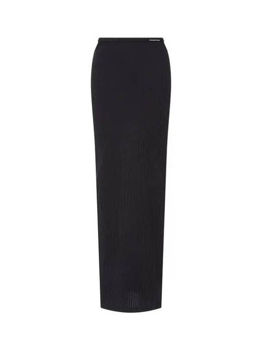 Mini Label Ribbed Long Skirt Black - ALEXANDER WANG - BALAAN 1