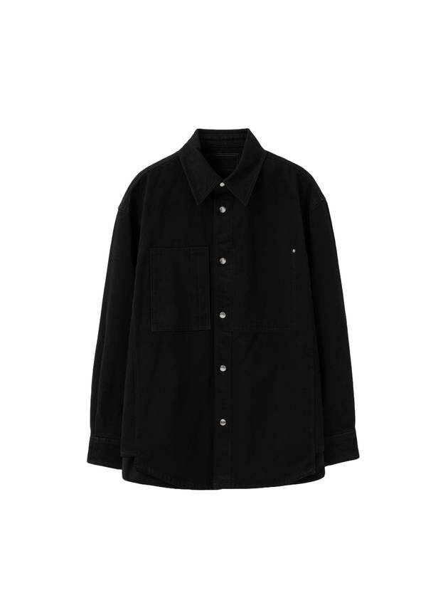 Back Logo Button Denim Long Sleeve Shirt Black - WOOYOUNGMI - BALAAN 1