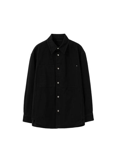 Back Logo Button Denim Long Sleeve Shirt Black - WOOYOUNGMI - BALAAN 1