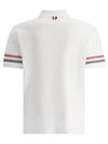 Men's RWB Stripe Cotton Polo Shirt White - THOM BROWNE - BALAAN 4