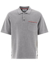 RWB Pocket Interlock Cotton Short Sleeve Polo Shirt Grey - THOM BROWNE - BALAAN 3