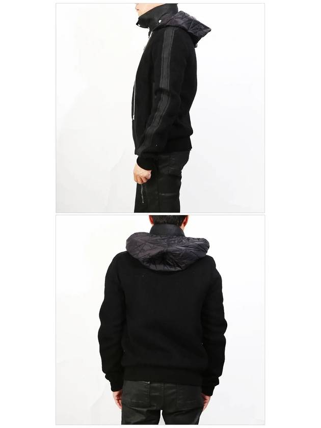 Men's Zipper Button Wool Hooded Jacket Black - RICK OWENS - BALAAN 4