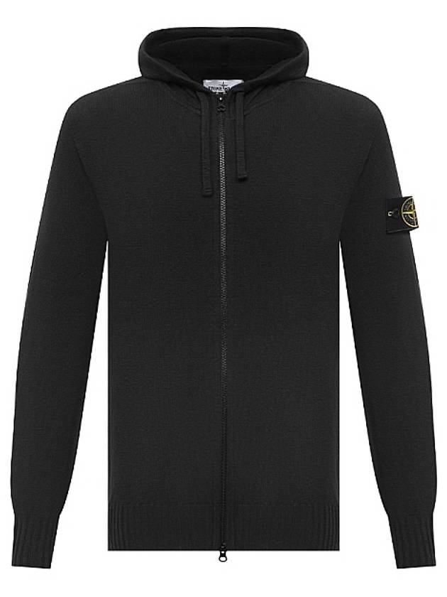 Wappen Patch Cotton Knit Zip Up Hoodie Black - STONE ISLAND - BALAAN 2