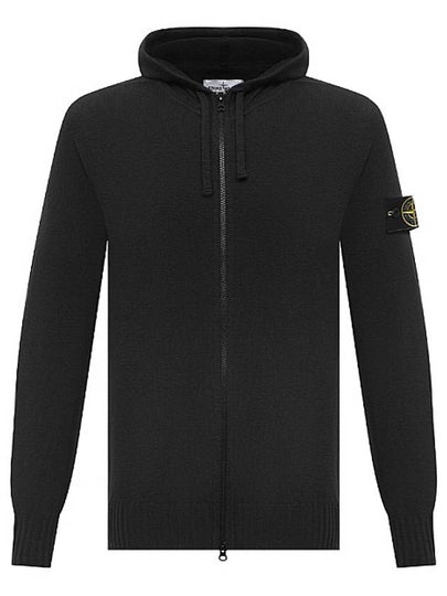 Wappen Patch Cotton Knit Zip Up Hoodie Black - STONE ISLAND - BALAAN 2