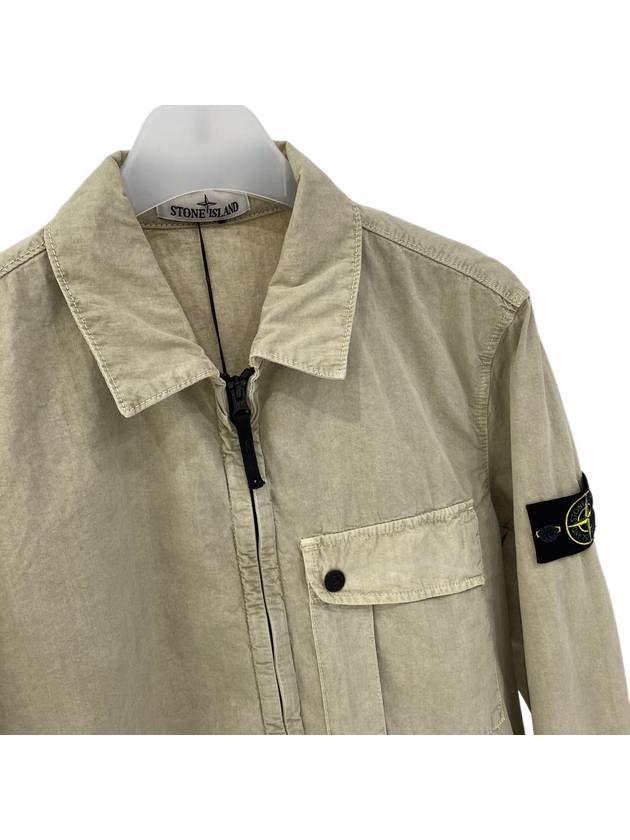 Old Treatment Garment Dyed Overshirt Jacket Beige - STONE ISLAND - BALAAN 4
