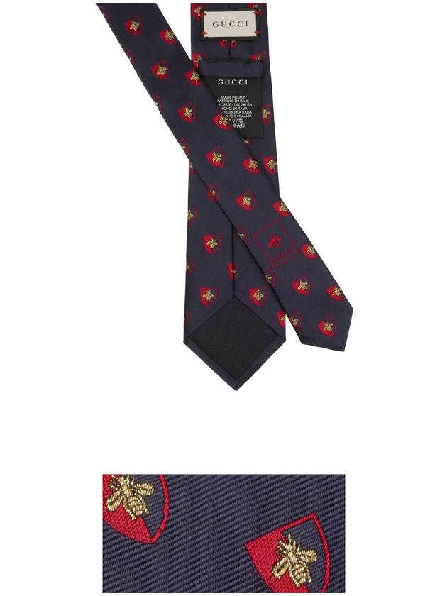 Bee Logo Silk Tie Navy - GUCCI - BALAAN 4