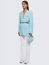 Belted Wool Blazer Jacket Light Blue - BOTTEGA VENETA - BALAAN 7