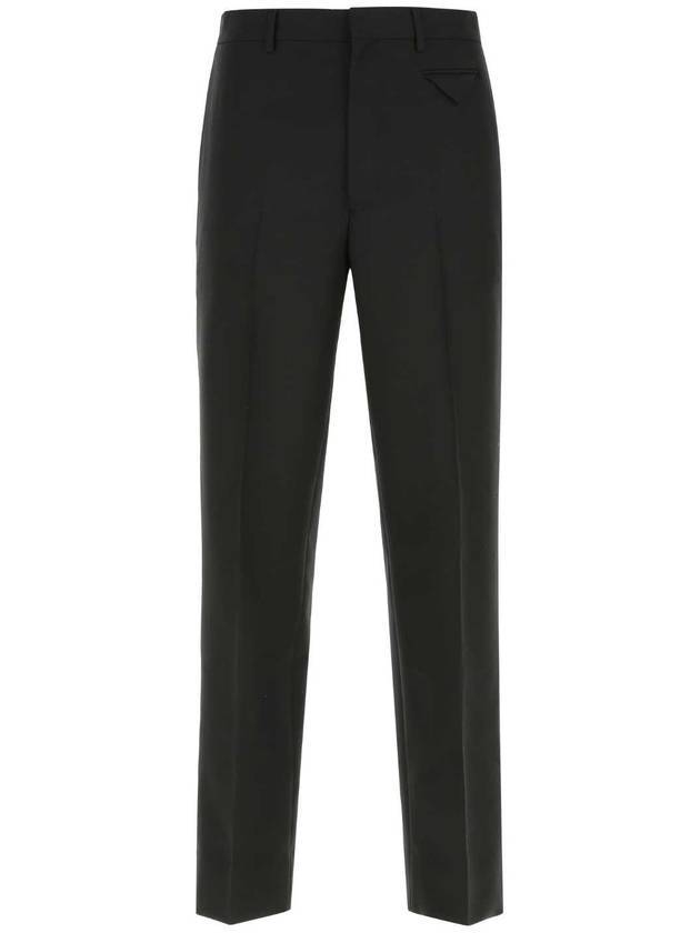 Men's Mohair Wool Straight Pants Black - PRADA - BALAAN 1