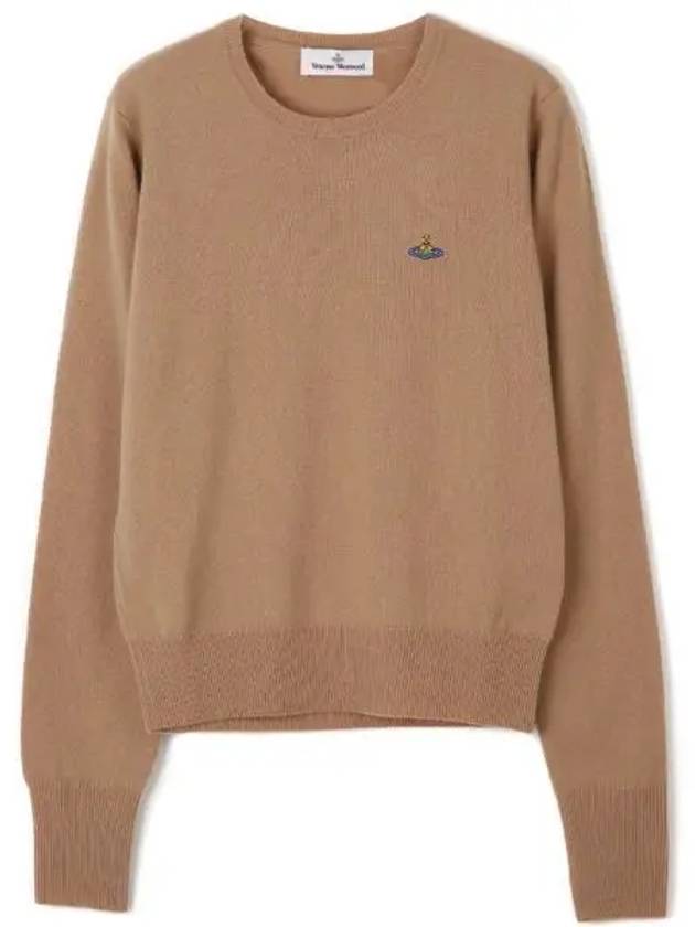 ORB Embroidered Crew Neck Knit Top Beige - VIVIENNE WESTWOOD - BALAAN 2