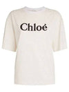 Logo Organic Cotton Flower Short Sleeve T-Shirt White - CHLOE - BALAAN 2