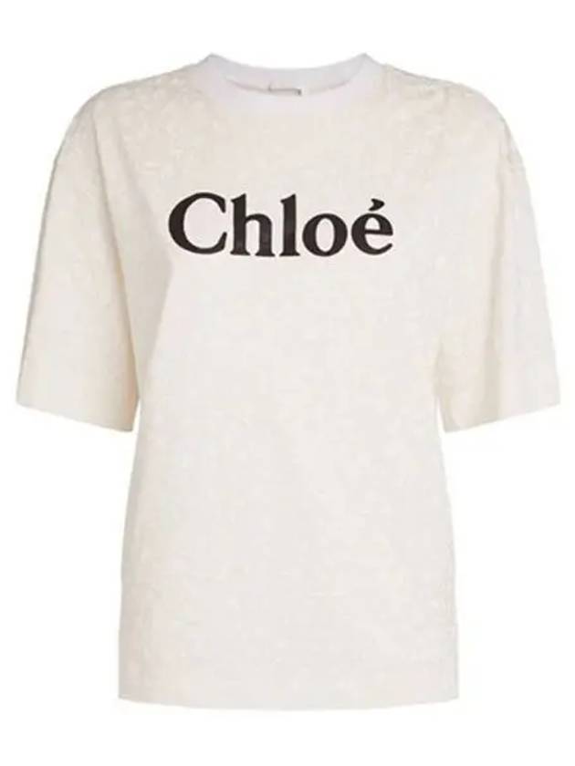 Logo Organic Cotton Flower Short Sleeve T-Shirt White - CHLOE - BALAAN 2