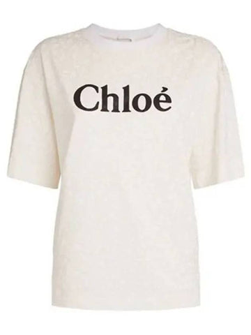 Logo printing organic cotton short sleeve t shirt white 270609 - CHLOE - BALAAN 1