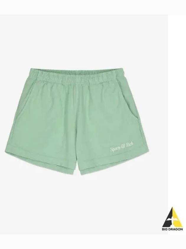 Embroidered Logo Cotton Shorts Mint - SPORTY & RICH - BALAAN 2