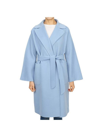 Rovo Wrap Wool Singe Coat Light Blue - MAX MARA - BALAAN 1