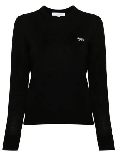 Women's Baby Fox Patch Regular Knit Top Black - MAISON KITSUNE - BALAAN 2