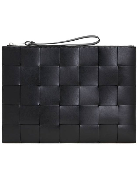 Intrecciato Weaving Strap Clutch Bag Black - BOTTEGA VENETA - BALAAN 2