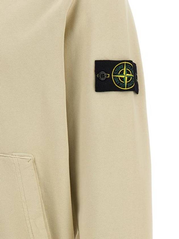 Cotton Fleece Garment Dyed Hoodie Beige - STONE ISLAND - BALAAN 5