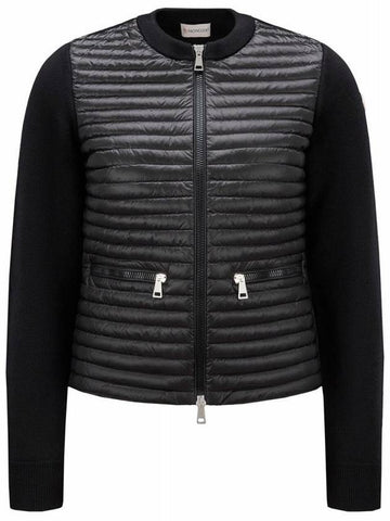 Women's Padded Wool Cardigan Black - MONCLER - BALAAN 1