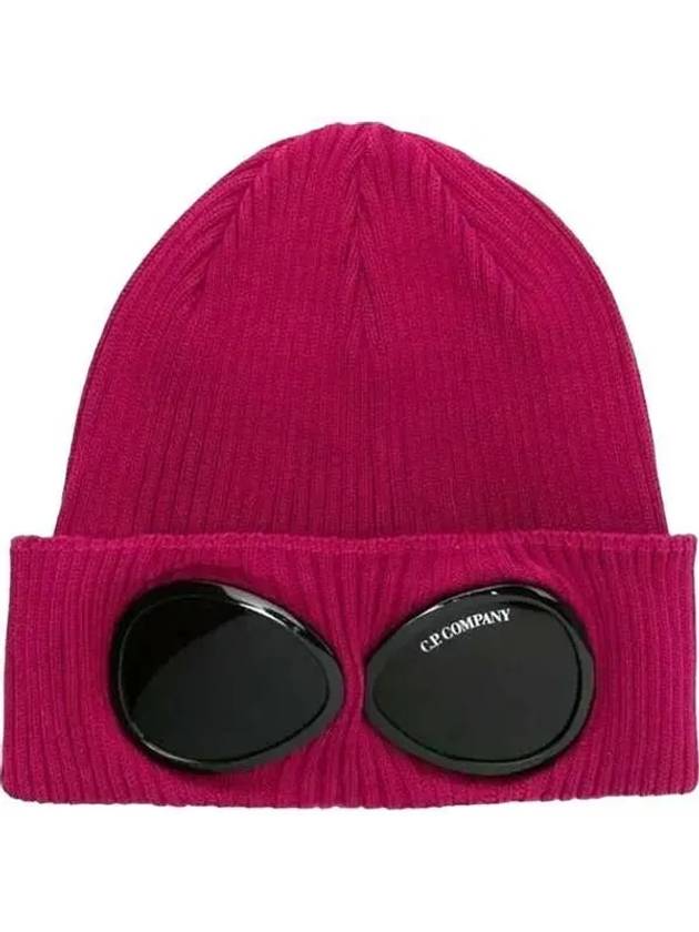 Goggle Detail Ribbed Beanie Pink - CP COMPANY - BALAAN 2