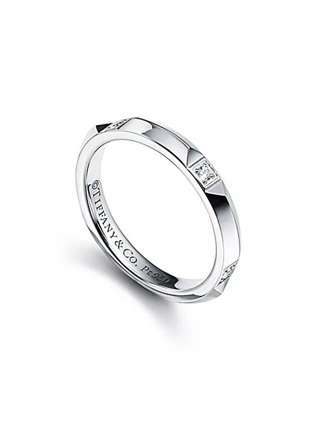 Tiffany True grain band ring platinum diamond thickness 2 5mm 67133757 - TIFFANY & CO. - BALAAN 2