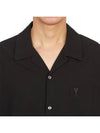 Logo Cotton Short Sleeve Shirt Black - AMI - BALAAN 6