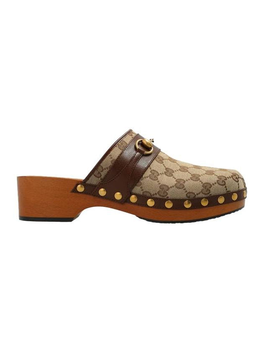 Horsebit GG Canvas Slippers Beige - GUCCI - BALAAN.