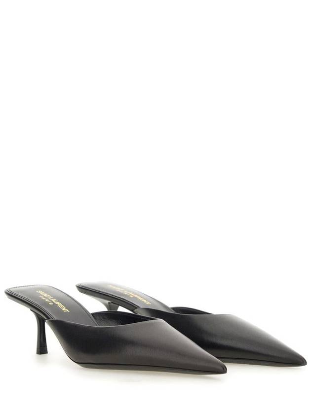 Women's Barbara Smooth Leather Mules Black - SAINT LAURENT - BALAAN 3