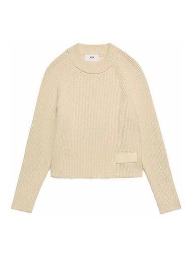 Logo Patch Label Knit Top Ivory - AMI - BALAAN 1