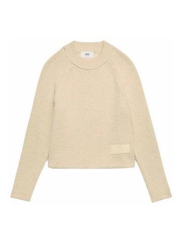 Logo Patch Label Knit Top Ivory - AMI - BALAAN 1