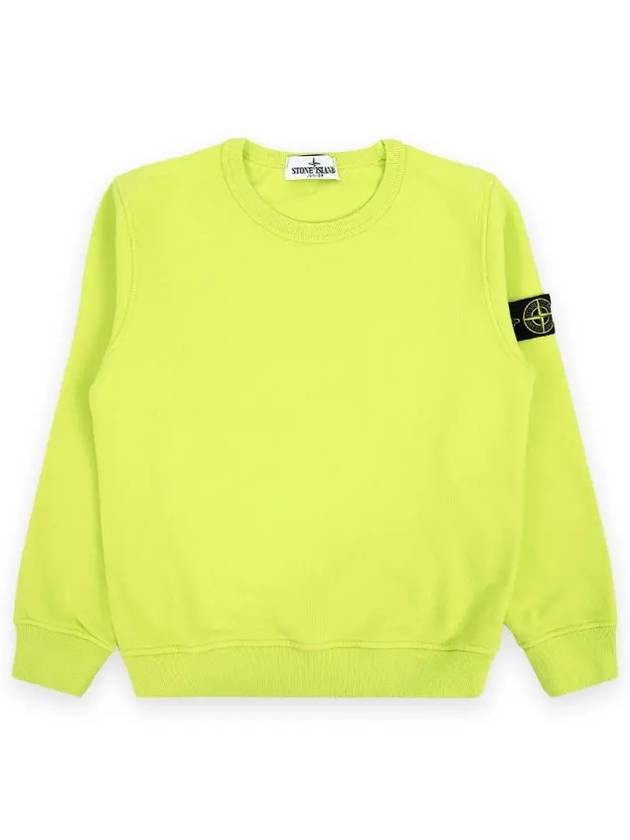 Kids Wappen Patch Organic Cotton Fleece Sweatshirt Fluorescent Green - STONE ISLAND - BALAAN 2