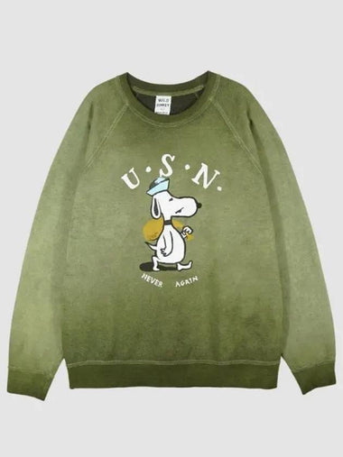 Unisex Snoopy Never Again Sweatshirt Green FR COLFADARMGRE 1141149 - WILD DONKEY - BALAAN 1