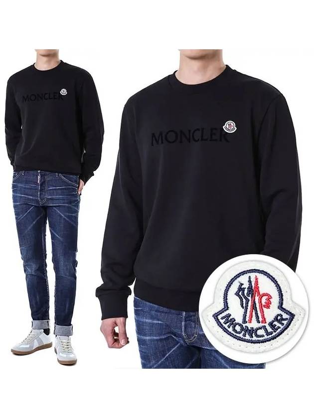 Logo Patch Velor Typo Sweatshirt 8G00039 809KR 999 - MONCLER - BALAAN 2