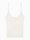 Jeans Button Strap Rib Knit Sleeveless Ivory - CALVIN KLEIN - BALAAN 1