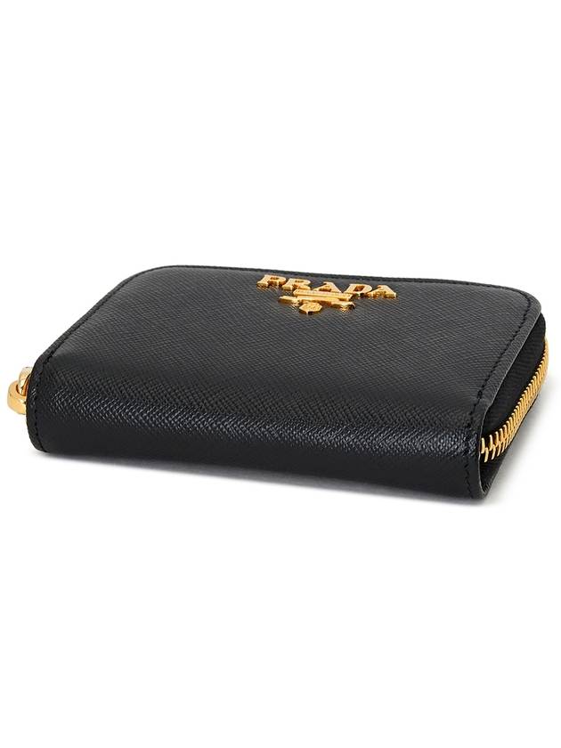 Metal Logo Saffiano Coin Card Wallet Black - PRADA - BALAAN 4