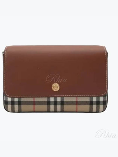 Vintage Check Leather Penny Shoulder Bag Brown - BURBERRY - BALAAN 2