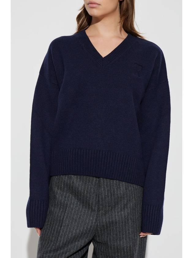 Ami Alexandre Mattiussi Wool Sweater, Women's, Navy Blue - AMI - BALAAN 3