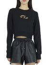 F Slimmy Cutout Logo Crop Sweatshirt Black - DIESEL - BALAAN 2