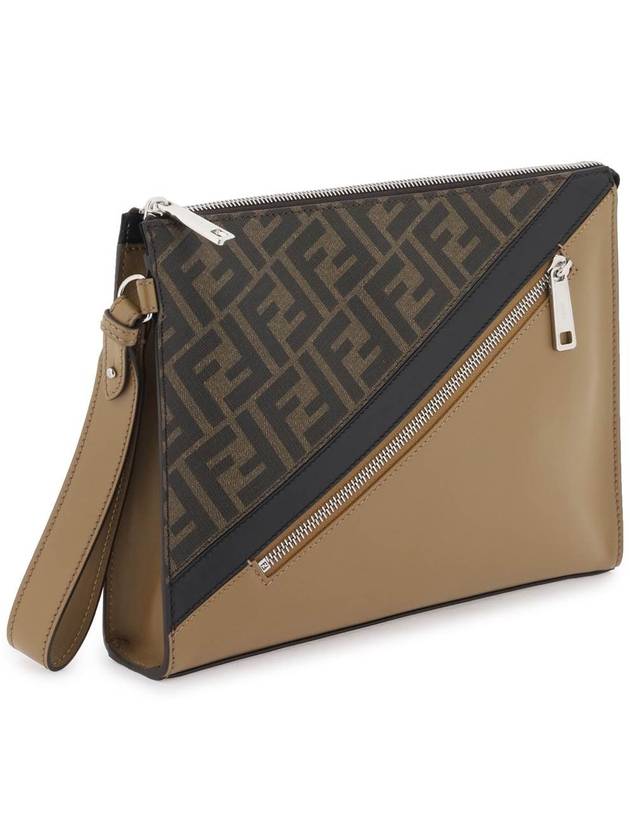 FF Motif Flat Leather Clutch Bag Brown - FENDI - BALAAN 4