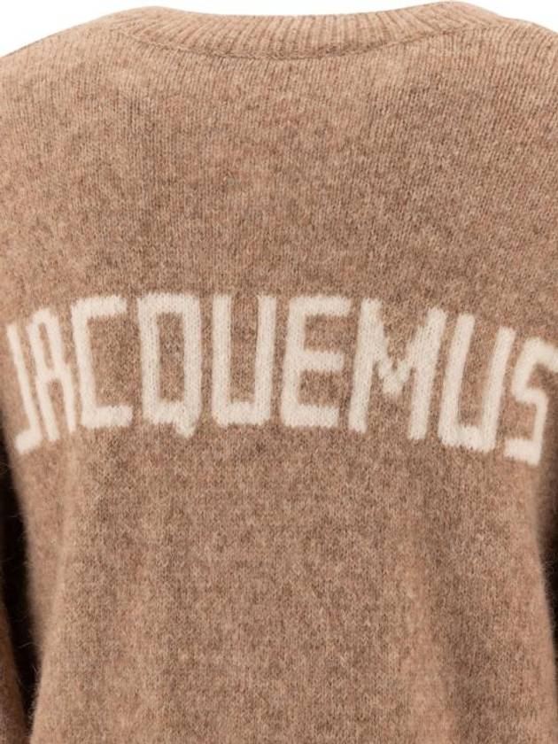 Le Pull Logo Crew Neck Alpaca Wool Knit Top Beige - JACQUEMUS - BALAAN 5