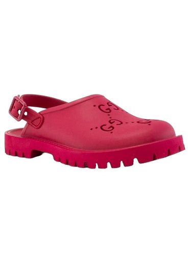 Kids GG Logo Rubber Sandals Pink - GUCCI - BALAAN 1