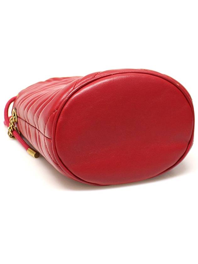 575163 Red matelass chevron gold plated GG Marmont mini bucket chain shoulder bag - GUCCI - BALAAN 5