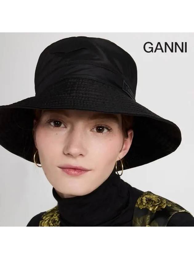 Tech Logo Patch Bucket Hat Black - GANNI - BALAAN 7