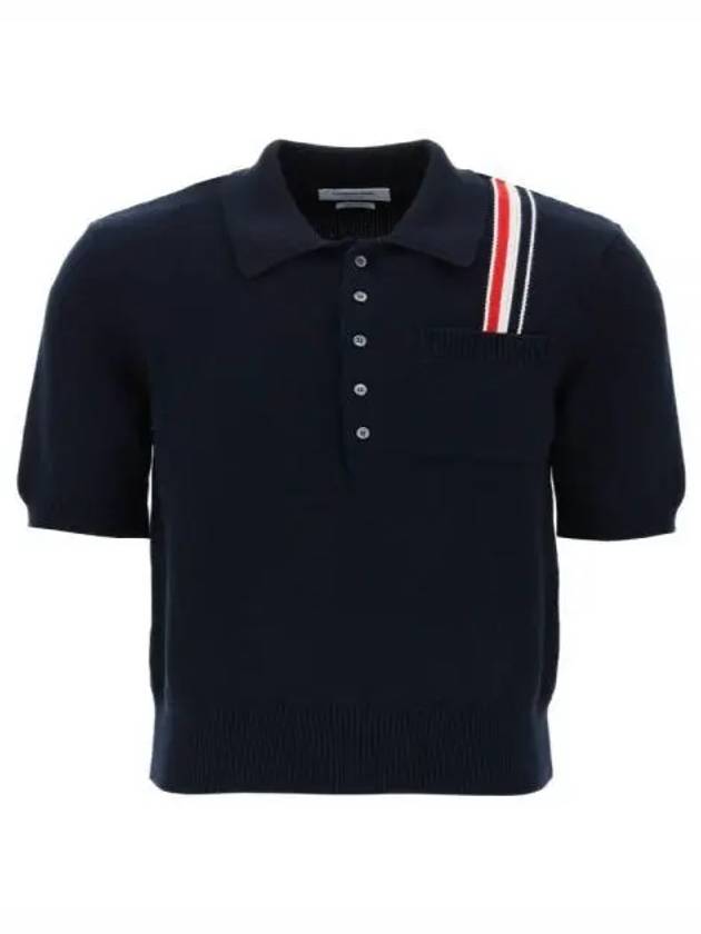 RWB Stripe Polo Shirt Blue - THOM BROWNE - BALAAN 2